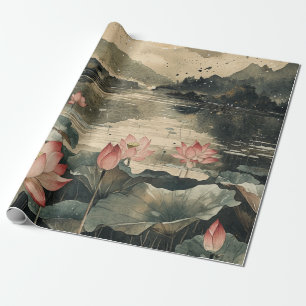 Papel De Regalo Lago de Loto bajo la Luz de la Luna (1)