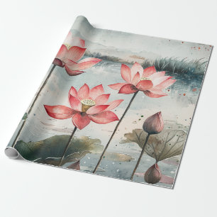 Papel De Regalo Lago de Loto bajo la Luz de la Luna (7)