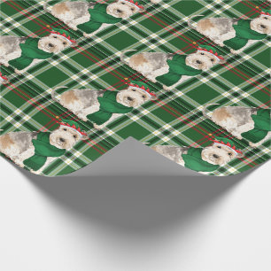 Papel De Regalo Lakeland Terrier Dog and Green Plaid Navidades