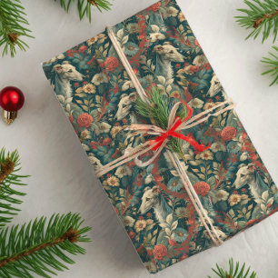 Papel De Regalo Lalito Whippet o Iggie estilo floral de William Mo