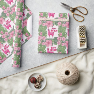 Papel De Regalo Lama sonriente rosa feliz