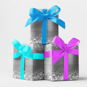 Papel De Regalo Lámina de Ombre de Plata Brillante