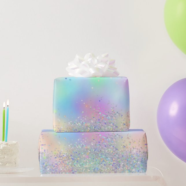 Papel De Regalo Lámina irisada arcoíris y brillo holográfico (Regalos de fiesta)
