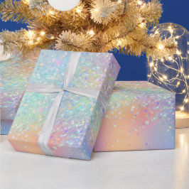 Papel De Regalo Lámina irisada de arcoíris y brillo holográfico