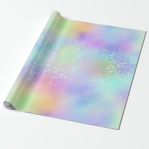 Papel De Regalo Lámina irisada de arcoíris y brillo holográfico