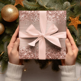 Papel De Regalo Laminado Ombre de Rosa Dorado Brillante