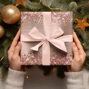 Papel De Regalo Laminado Ombre de Rosa Dorado Brillante