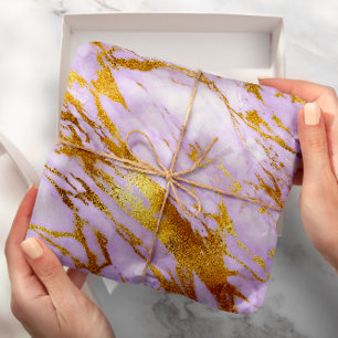 Papel De Regalo Lámpara brillante de mármol blanco púrpura Lily Go
