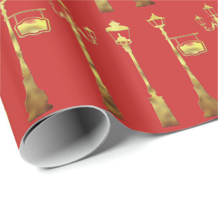 Papel De Regalo Lámpara de latón victoriana Lámpara poste luz roja