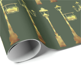 Papel De Regalo Lámpara de latón victoriana posta luz verde