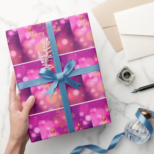 Papel De Regalo Lámparas Diwali Purple Gold Mandala (Regalar)