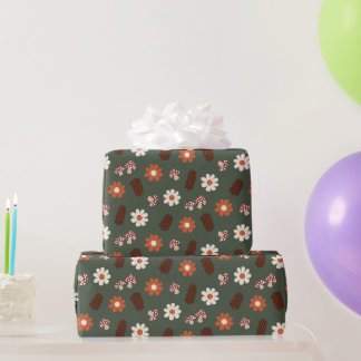 Papel De Regalo Lana acogedora y agradable con flores champiñones