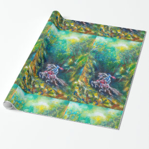 PAPEL DE REGALO LANCELOT DE NOCHE, CABALLO EN BOSQUE VERDE