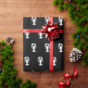 Papel De Regalo langosta blanco fondo negro orilla del mar océano