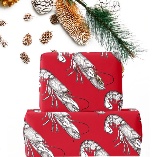 Papel De Regalo Langosta gráfica vintage en rojo (Subido por el creador)