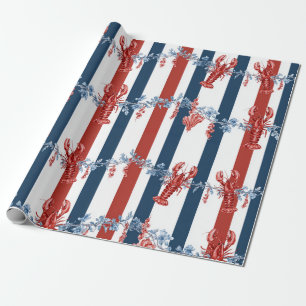 Papel De Regalo Langosta Patriótica Rojo Blanco Azul Estrellas (4)