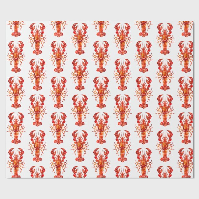 Papel De Regalo Langosta poligonal roja (Superficie plana)