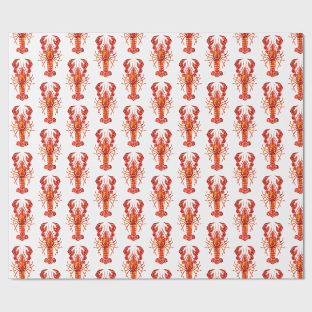 Papel De Regalo Langosta poligonal roja (Superficie plana)