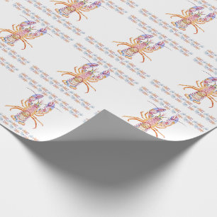 Papel De Regalo Langosta rosa y azul