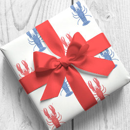 Papel De Regalo Langostas de color rojo y azul