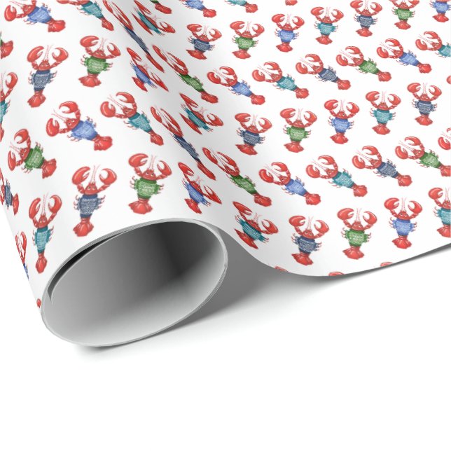 Papel De Regalo Langostas de Fair Isle (Esquina del rollo)