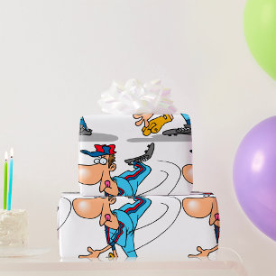 Papel De Regalo Lanzador de béisbol de dibujos animados divertidos