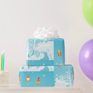 Papel De Regalo Lanzamiento de cohete retro lanzamiento arte espac