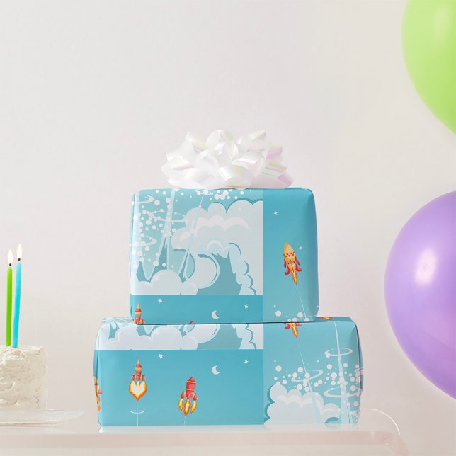 Papel De Regalo Lanzamiento de cohete retro lanzamiento arte espac (Subido por el creador)