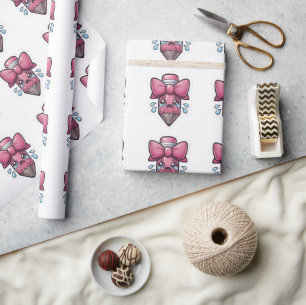 Papel De Regalo Lápiz Triste Adorable con Pegatina Die-Cut de Lazo