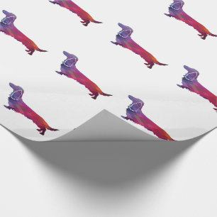 Papel De Regalo Larga haitiana Dachshund Geo Silhouette Purple