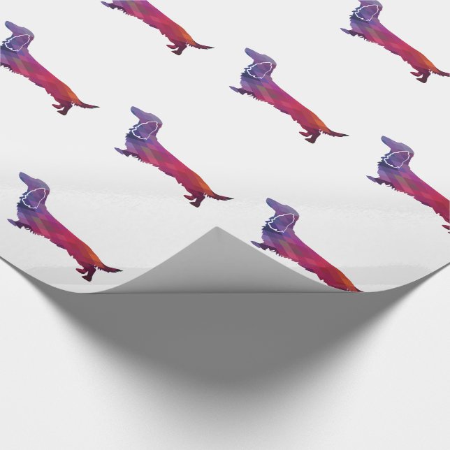 Papel De Regalo Larga haitiana Dachshund Geo Silhouette Purple (Esquina)