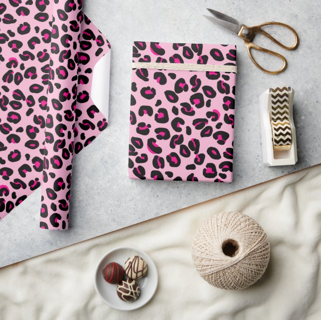 Papel De Regalo Large Pink Leopard Spots Animal Print Pattern (Artesanía)