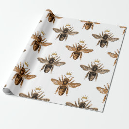 Papel De Regalo Las abejas de la reina negra en blanco