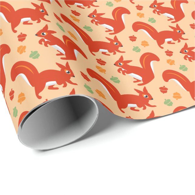 Papel De Regalo Las ardillas rojas y los cuernos de otoño (Esquina del rollo)