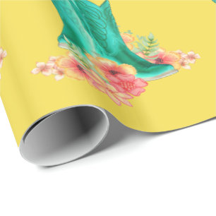 Papel De Regalo Las botas de vaquero occidentales florecen