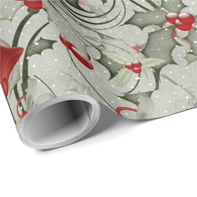 Papel De Regalo Las campanas de los navidades y Holly (Esquina del rollo)