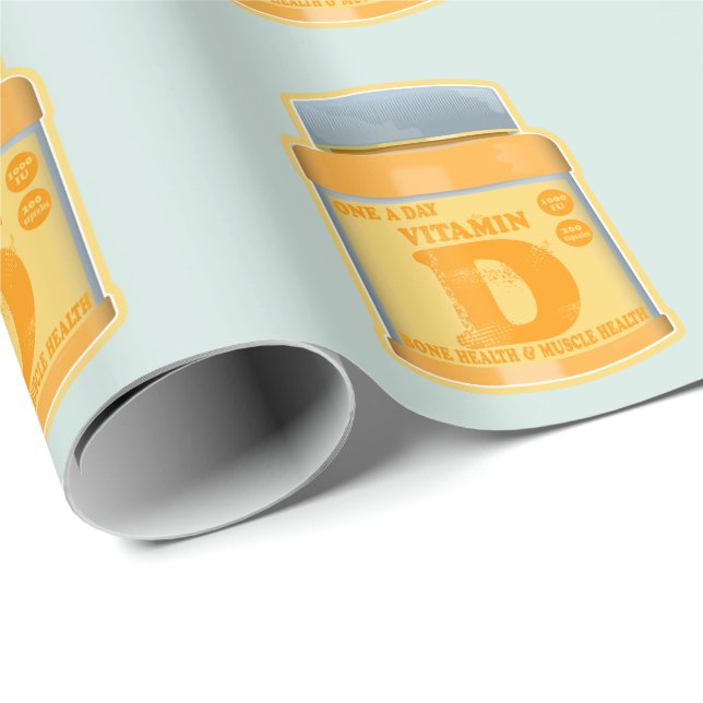 Papel De Regalo Las cápsulas de vitamina D son salud y bienestar (Esquina del rollo)