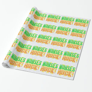 Papel De Regalo Las enfermeras oscilan, enfermera anaranjada/verde