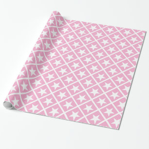 Papel De Regalo Las Estrellas Blancas De Color Rosa Elegante Patró