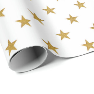 Papel De Regalo Las estrellas del oro blanco confetti Delicado de 