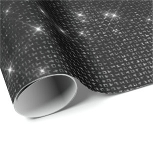 Papel De Regalo Las estrellas del Purpurina de Glam Negro parkly t
