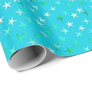 Papel De Regalo Las estrellas del satén, palidecen - verde y azul