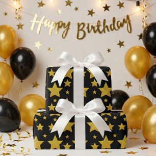 Papel De Regalo Las estrellas doradas y el negro