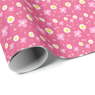 Papel De Regalo Las Flores De Daisy Son De Color Blanco Rosado Sob