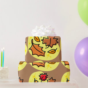 Papel De Regalo Las hojas de otoño caen en el colorido arte estaci