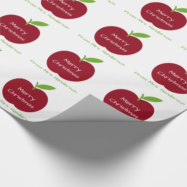 Papel De Regalo Las manzanas personalizadas del profesor rojo y (Esquina)