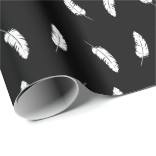 Papel De Regalo Las plumas blancas en negro