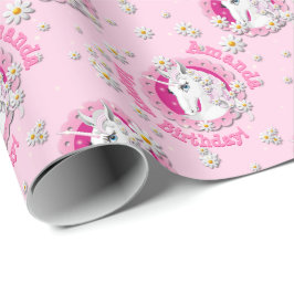 Papel De Regalo Las Unicornios rosadas son cumpleaños personalizad