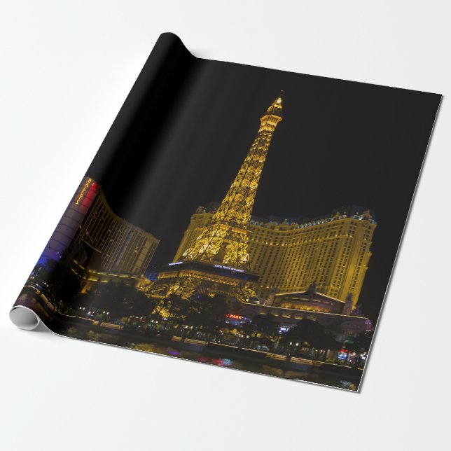 Papel De Regalo Las Vegas en el Skyline nocturno (Desenrollado)