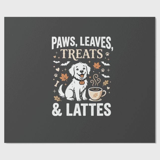Papel De Regalo Latte de Otoño de Perro Halloween (Superficie plana)